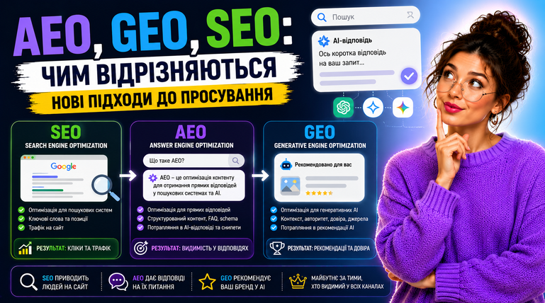 AEO, GEO, SEO: чим відрізняються нові підходи до просування