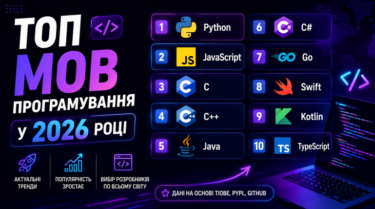 ТОП мов програмування у 2026 році