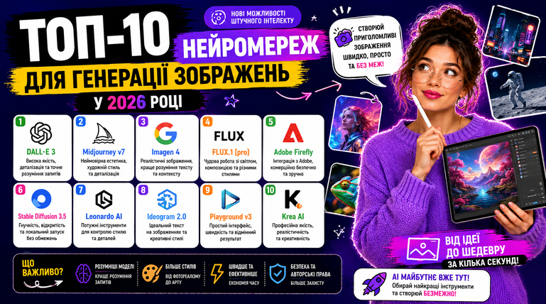 ТОП-10 нейромереж для генерації зображень у 2026 році