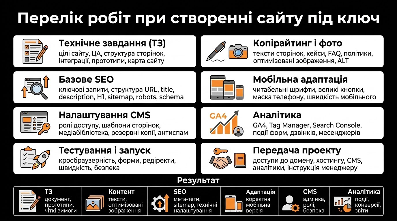 Перелік робіт при створенні сайту під ключ