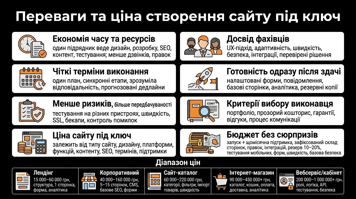 Переваги та ціна сайту під ключ
