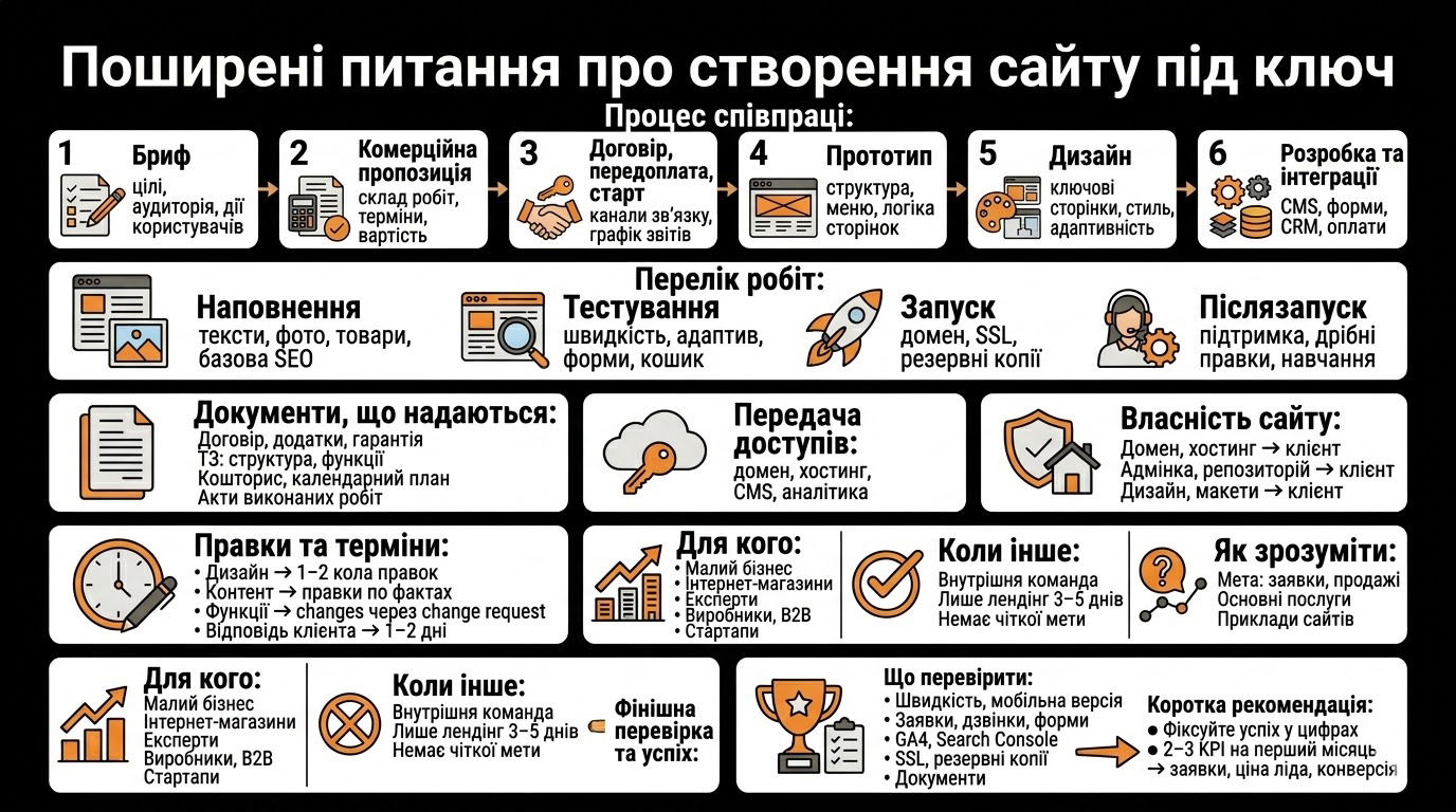 Поширені запитання про сайт під ключ