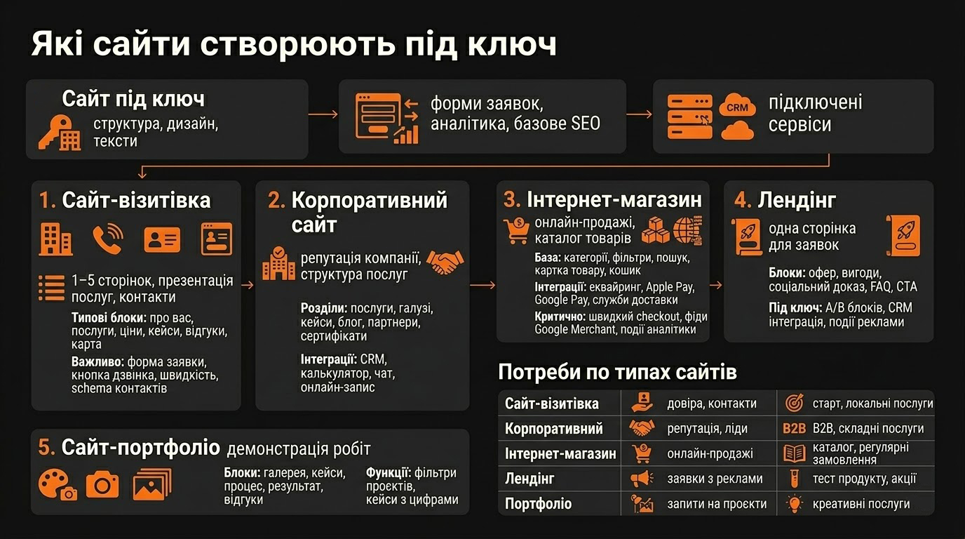 Які створюють сайти під ключ