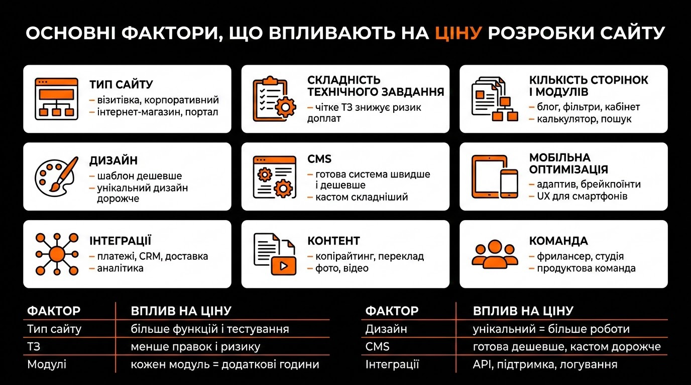 Фактори впливу на ціну сайту