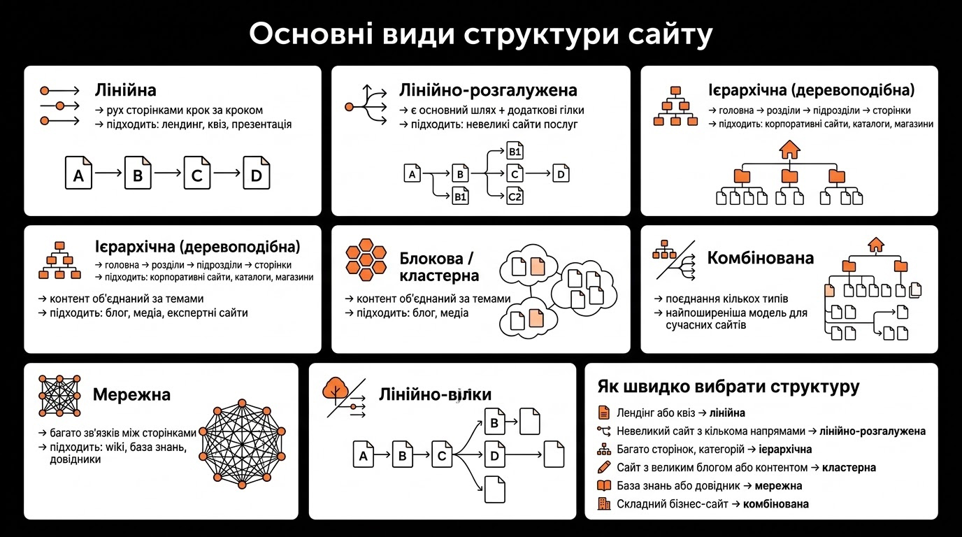 Основні види структури сайту