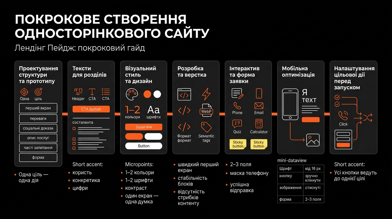 Покрокове створення односторінкового сайту