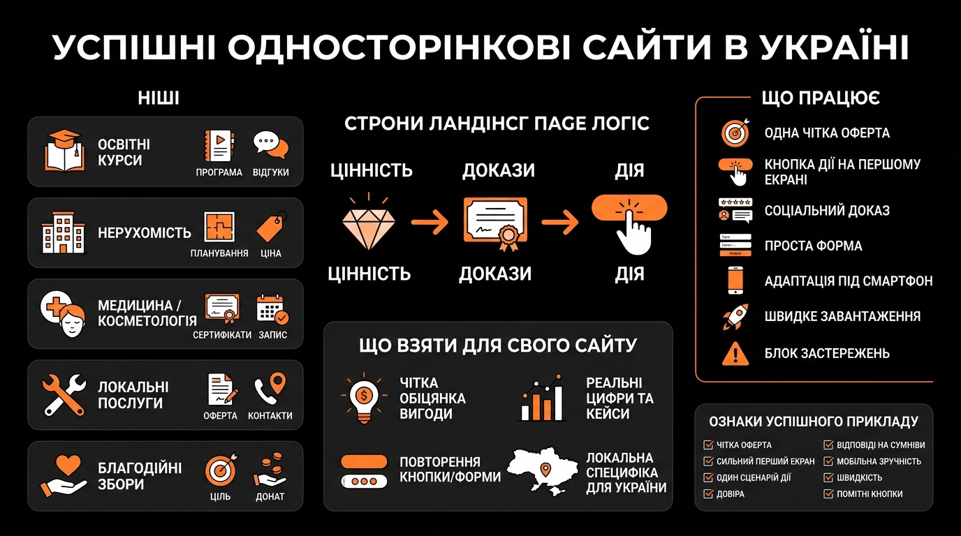 Приклади успішних односторінкових сайтів