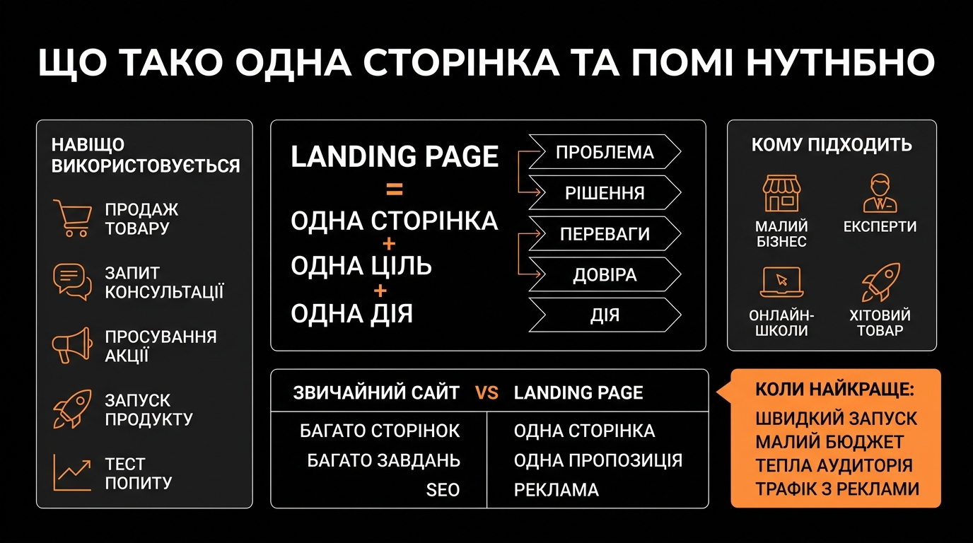 Що таке односторінковий сайт, навіщо він потрібен