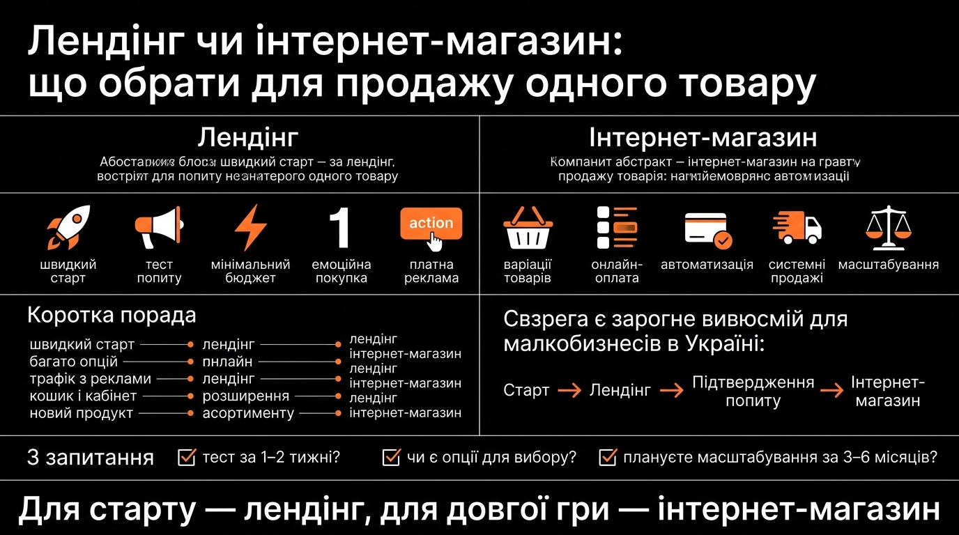 Висновки: що краще вибрати для продажу одного продукту