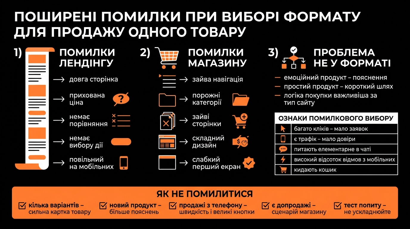 Поширені помилки при виборі формату для продажу одного продукту