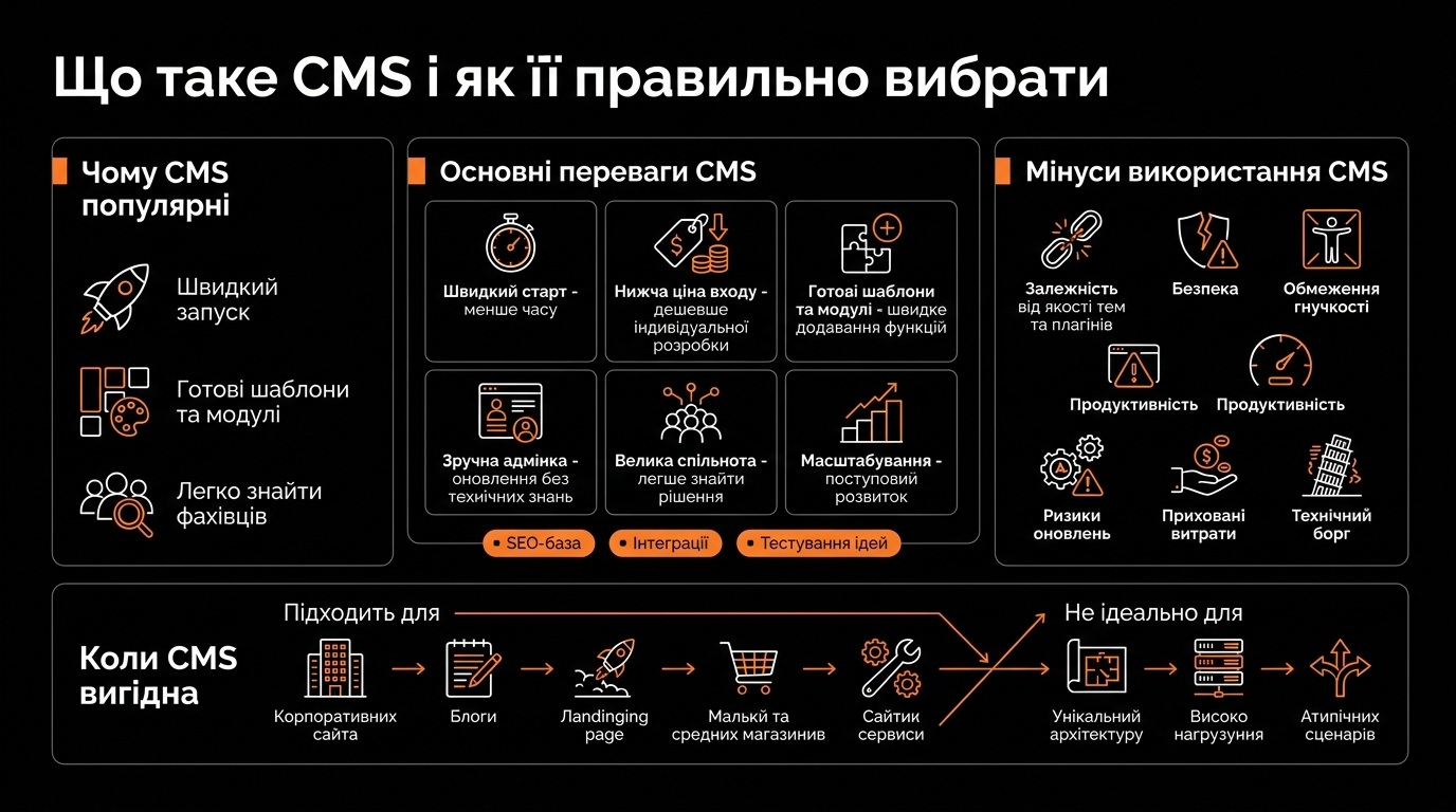 Переваги та недоліки CMS