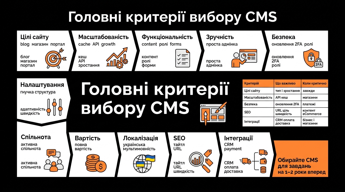 Основні критерії вибору CMS