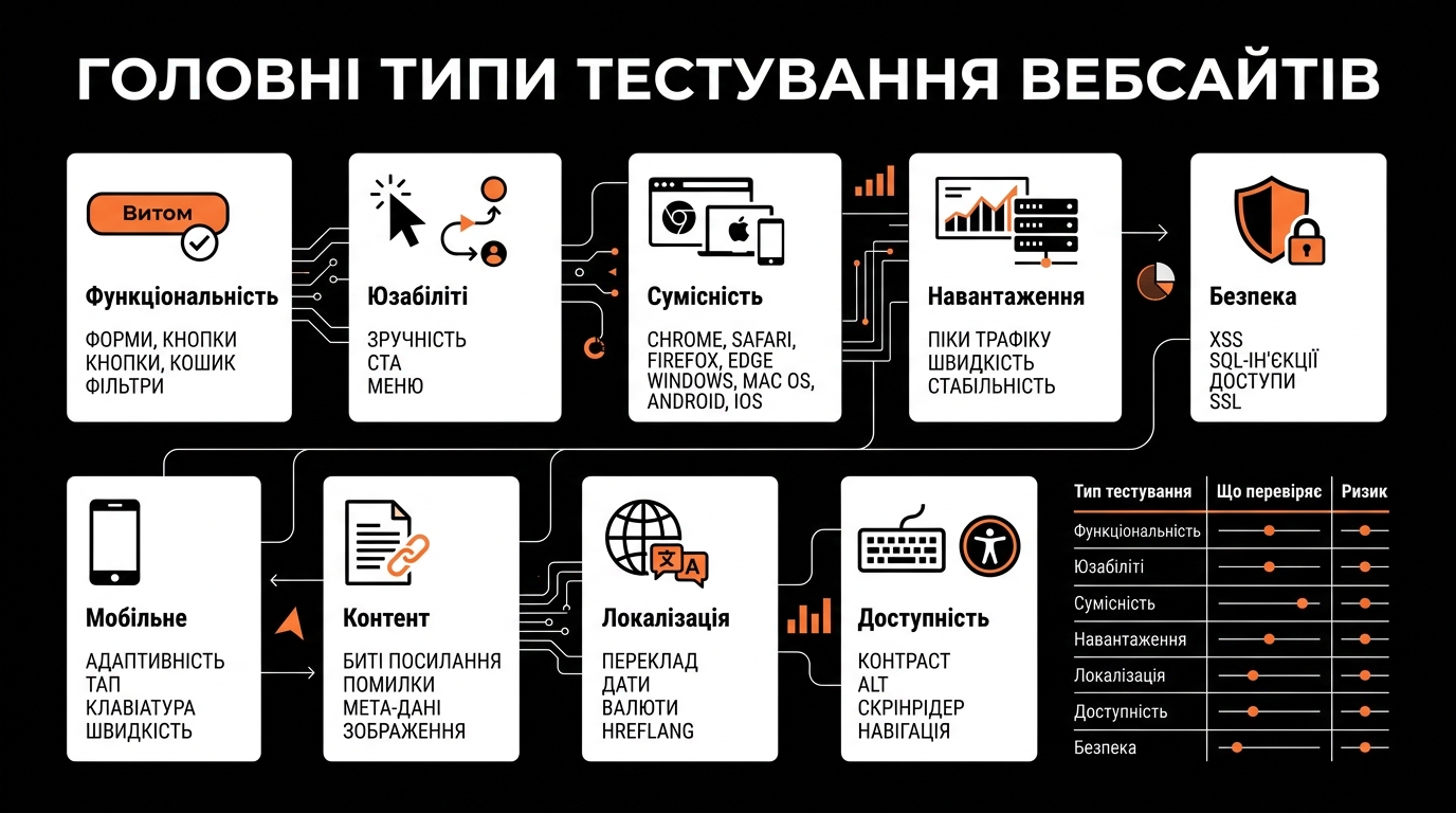 Головні види тестування веб-сайтів