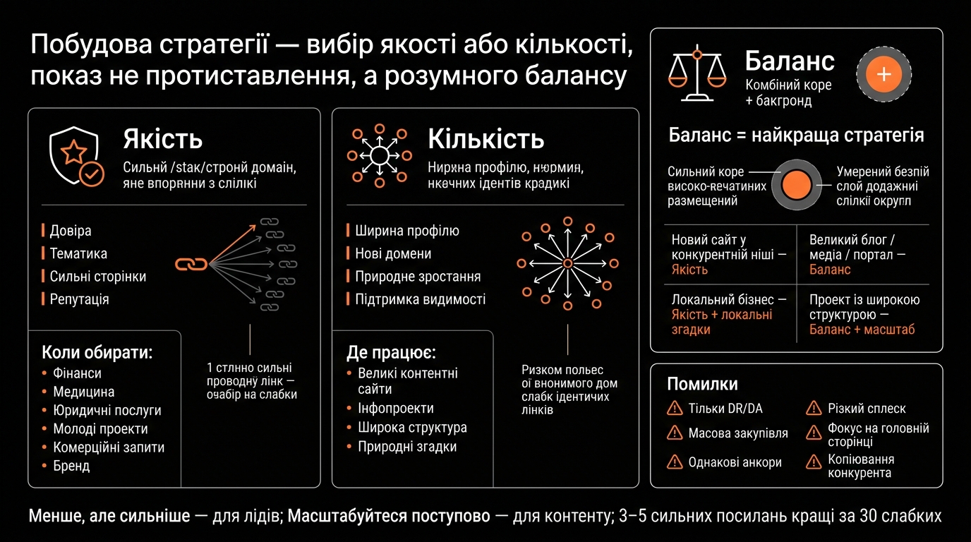 Побудова стратегії: обираємо якість або кількість