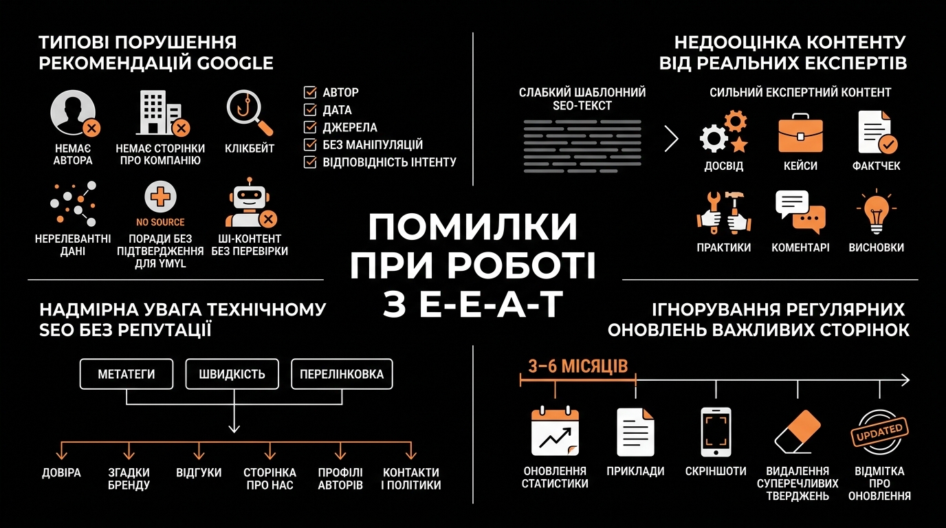 Помилки при роботі з E-E-A-T