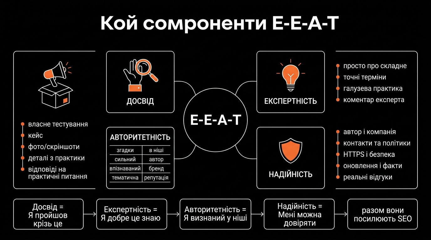 Ключові складові E-E-A-T