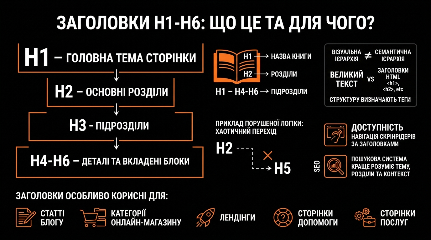Що таке заголовки h1-h6, для чого вони потрібні