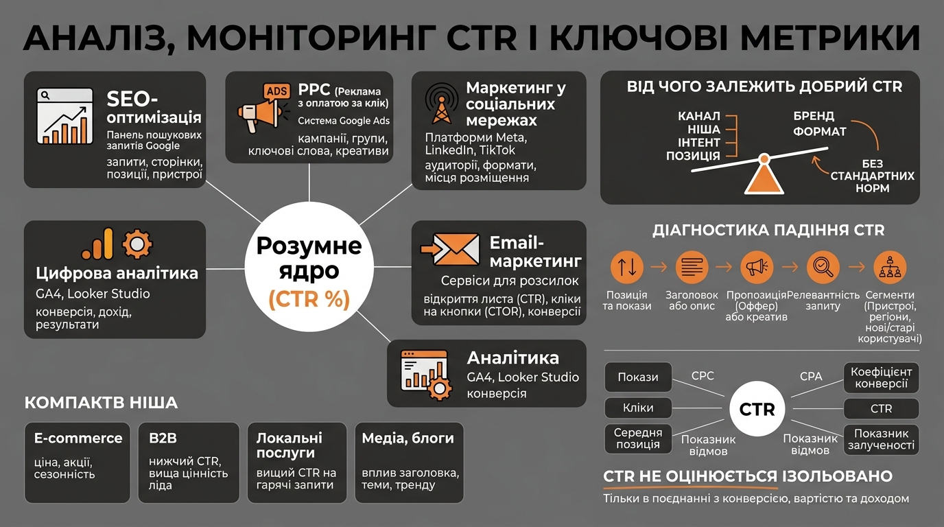 Аналіз, моніторинг CTR, ключові метрики