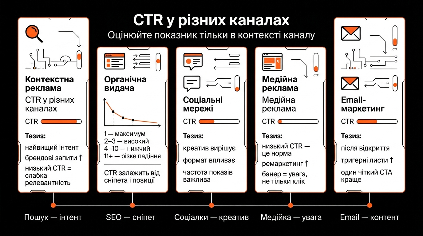 Значення CTR для різних маркетингових каналів