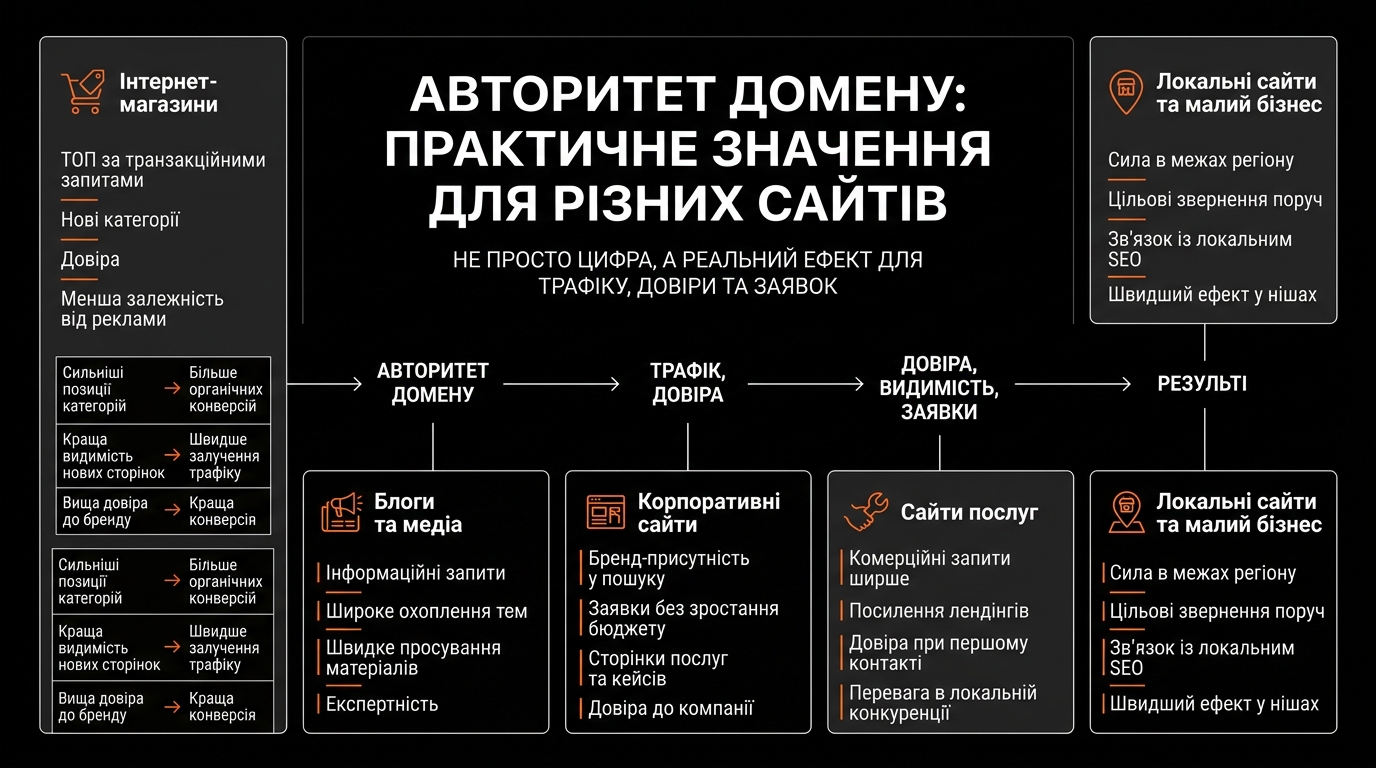 Важливість авторитету домена для різних типів сайтів